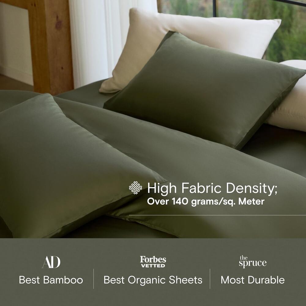 NWT Sijo DOZ Bamboo Sheet Set 4 Piece -2 Sheets 2 Pillowcases Forest Green Full - Picture 4 of 5